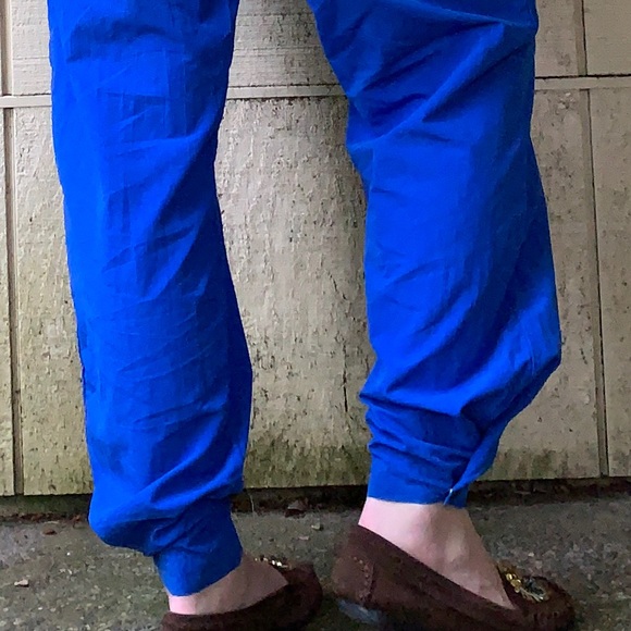 Vintage 80’s REI high waist track pants sz S vibrant blue red zipper ankle-snap - Picture 8 of 11